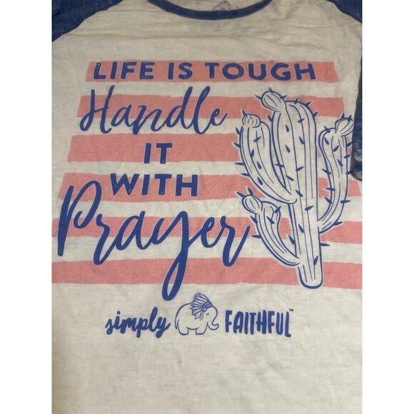Simply Faithful Graphic Raglan Shirt Burnout Fabric Handle It With Prayer Sz 2XL - Picture 2 of 4